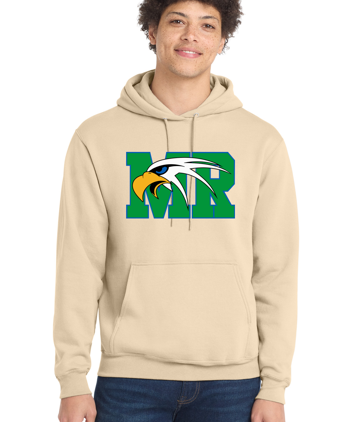 Maple River High School hockey_boys - Creme Port & Co Core Fleece Pullover Hooded Sweatshirt. PC78H