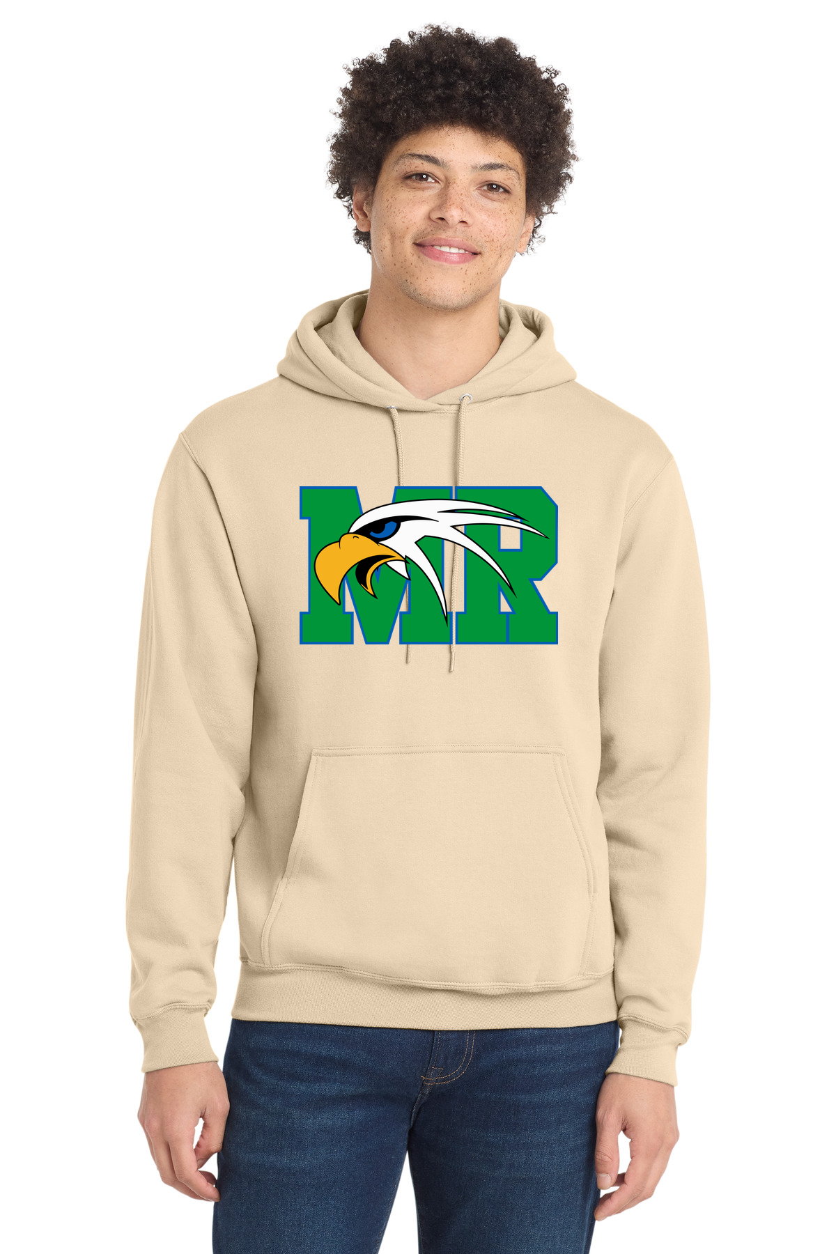 Maple River High School hockey_boys - Creme Port & Co Core Fleece Pullover Hooded Sweatshirt. PC78H