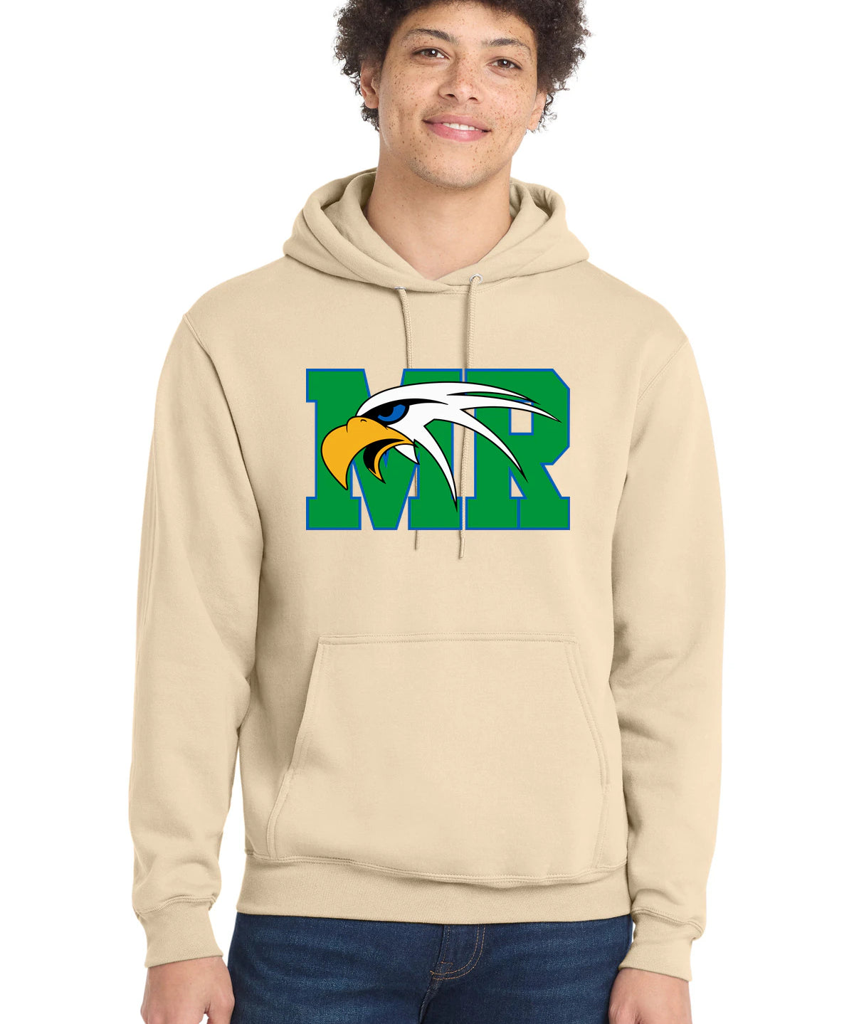 Maple River High School hockey_boys - Creme Port & Co Core Fleece Pullover Hooded Sweatshirt. PC78H