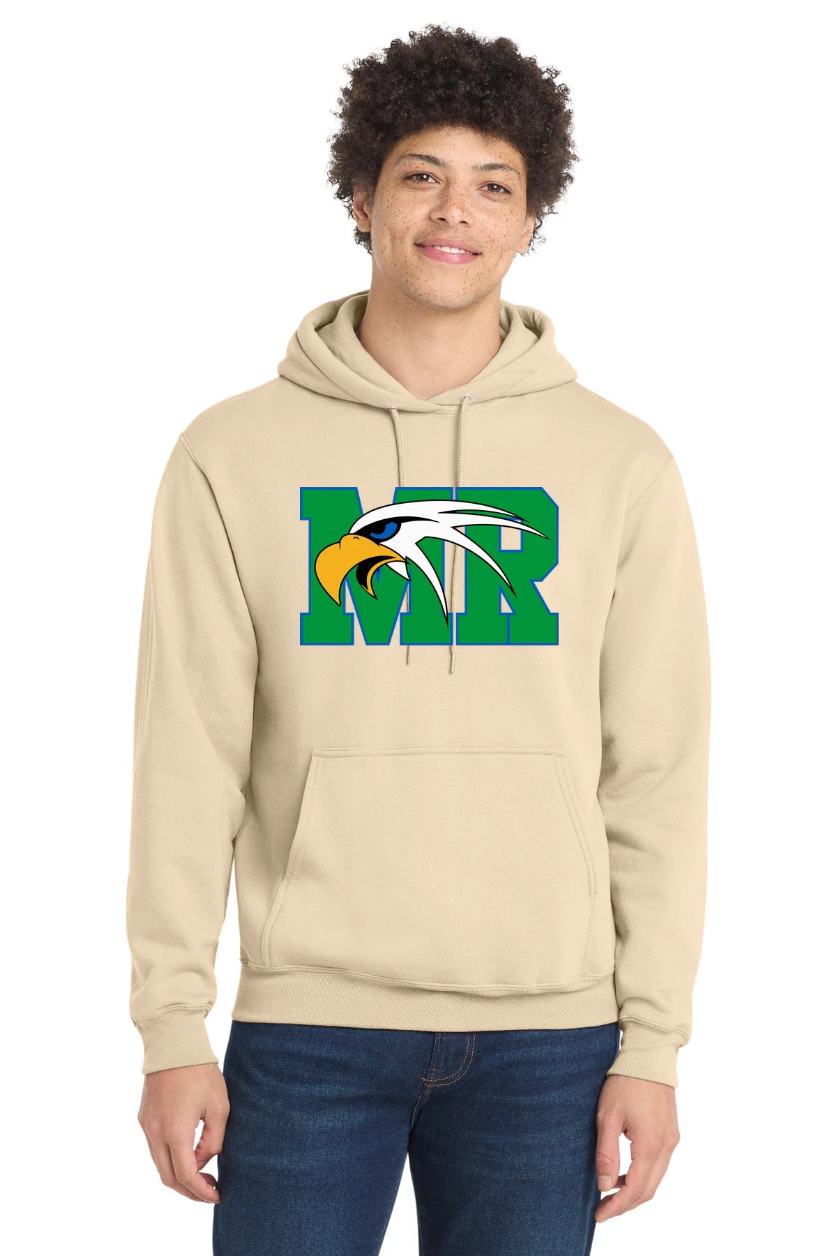 Maple River High School hockey_boys - Creme Port & Co Core Fleece Pullover Hooded Sweatshirt. PC78H