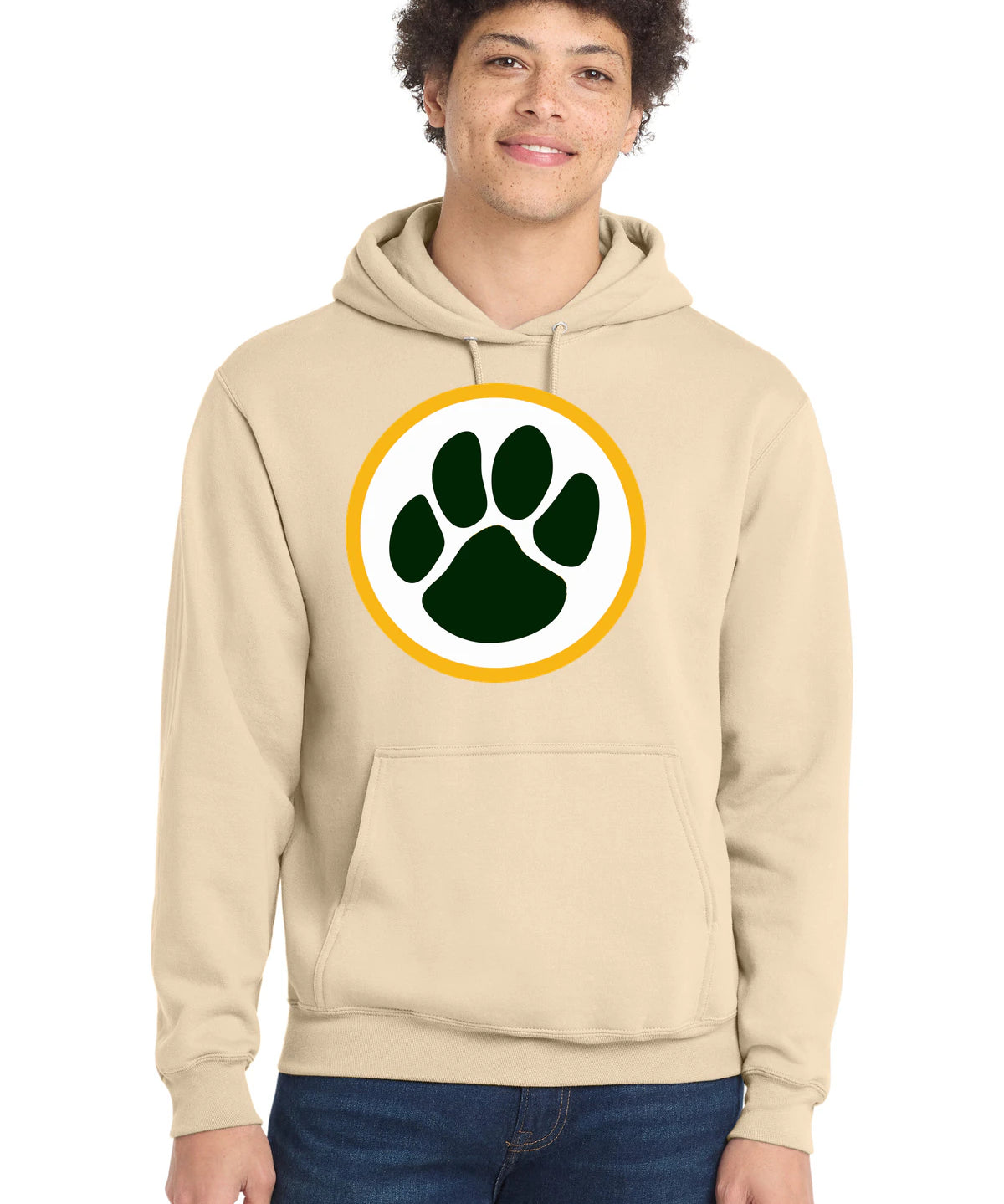 Ashwaubenon High School Football (Boys) - Creme Port & Co Core Fleece Pullover Hooded Sweatshirt. PC78H