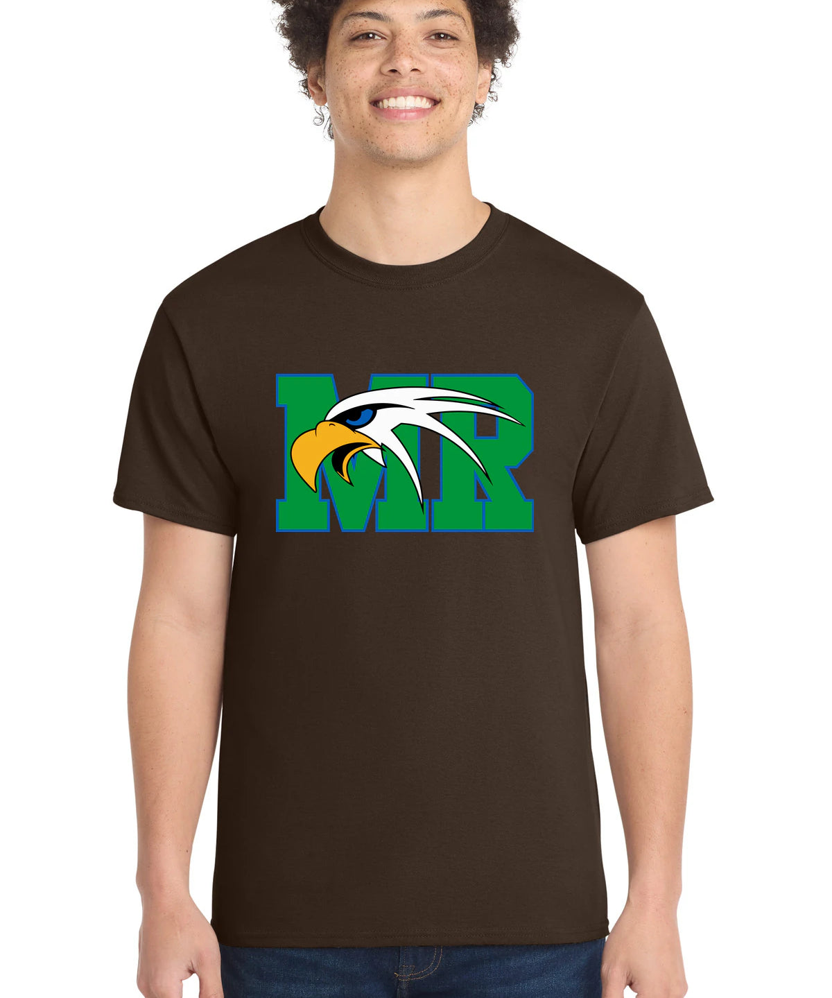 Maple River High School hockey_boys - Dark Chocolate Brown Port & Co Core Cotton Tee. PC54