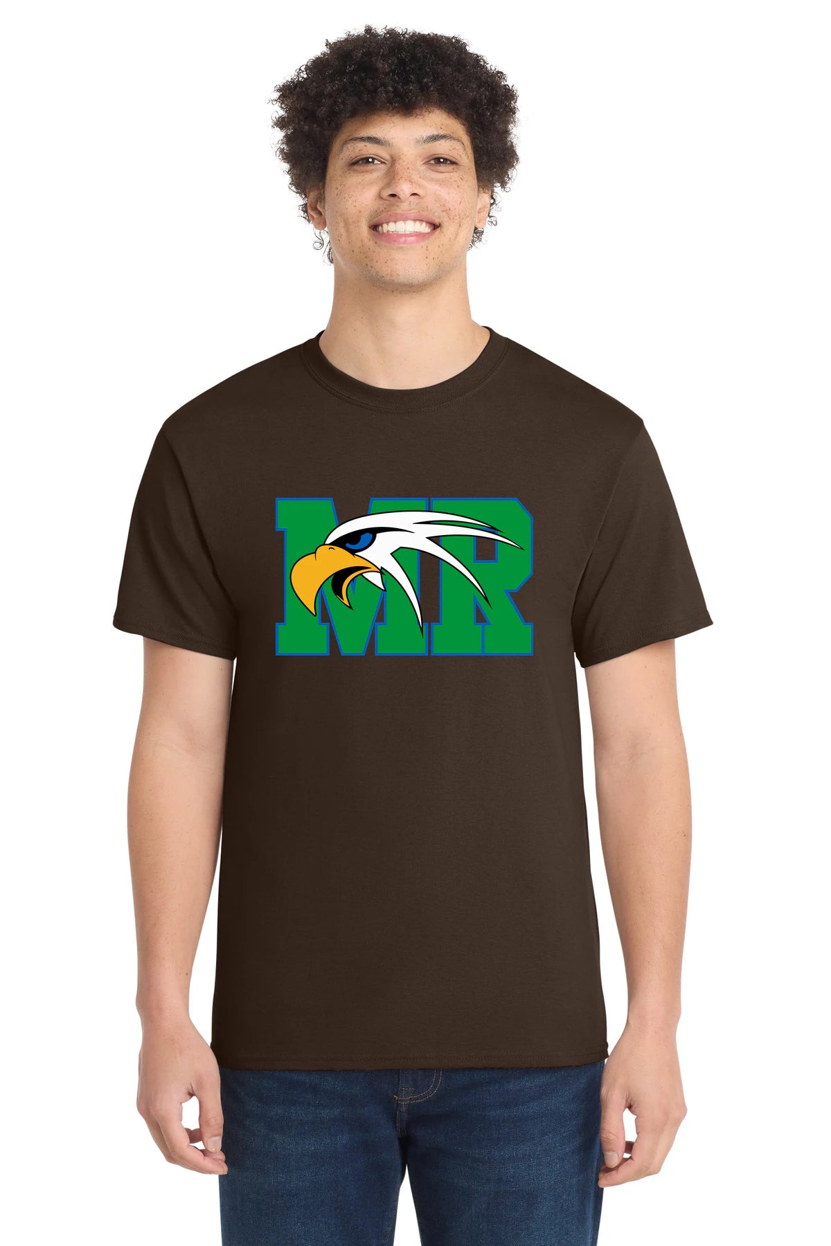 Maple River High School hockey_boys - Dark Chocolate Brown Port & Co Core Cotton Tee. PC54
