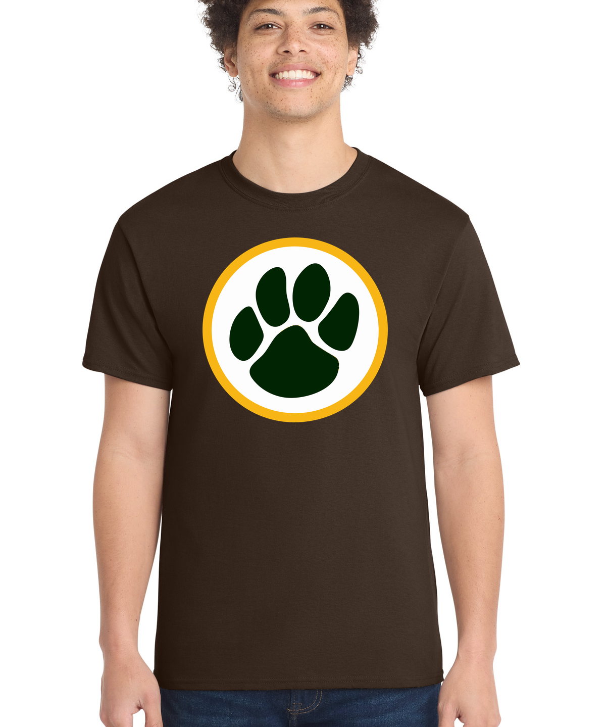 Ashwaubenon High School Football (Boys) - Dark Chocolate Brown Port & Co Core Cotton Tee. PC54