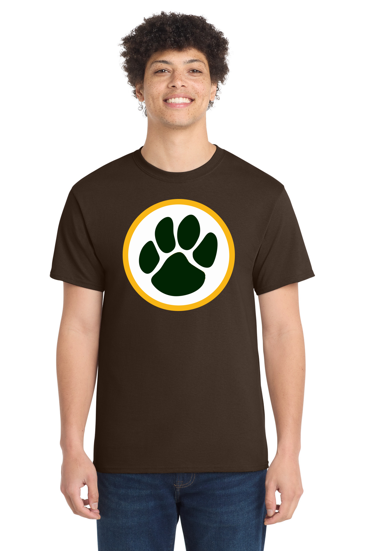 Ashwaubenon High School Football (Boys) - Dark Chocolate Brown Port & Co Core Cotton Tee. PC54