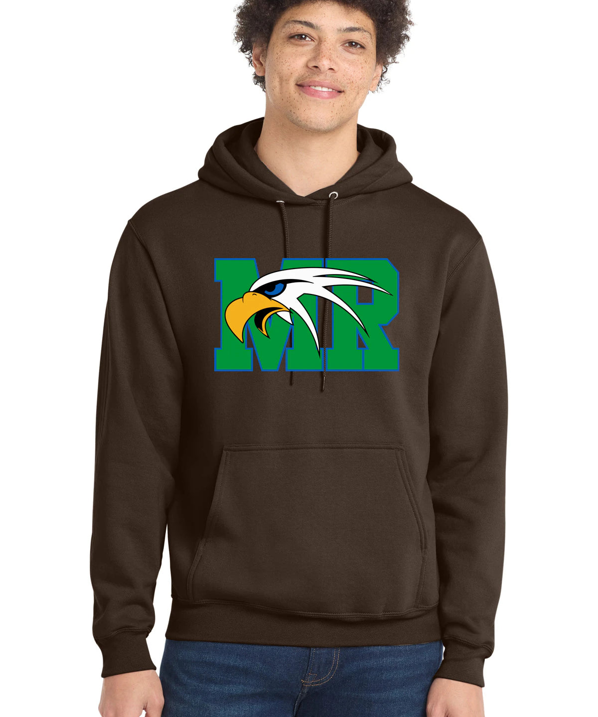 Maple River High School hockey_boys - Dark Chocolate Brown Port & Co Core Fleece Pullover Hooded Sweatshirt. PC78H