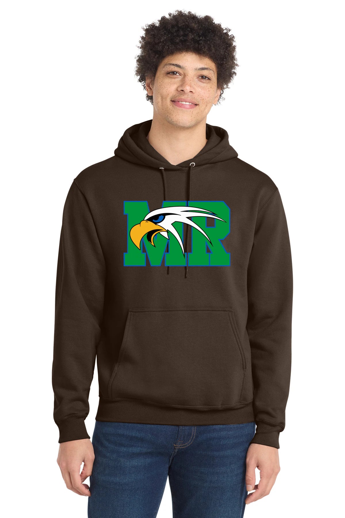 Maple River High School hockey_boys - Dark Chocolate Brown Port & Co Core Fleece Pullover Hooded Sweatshirt. PC78H
