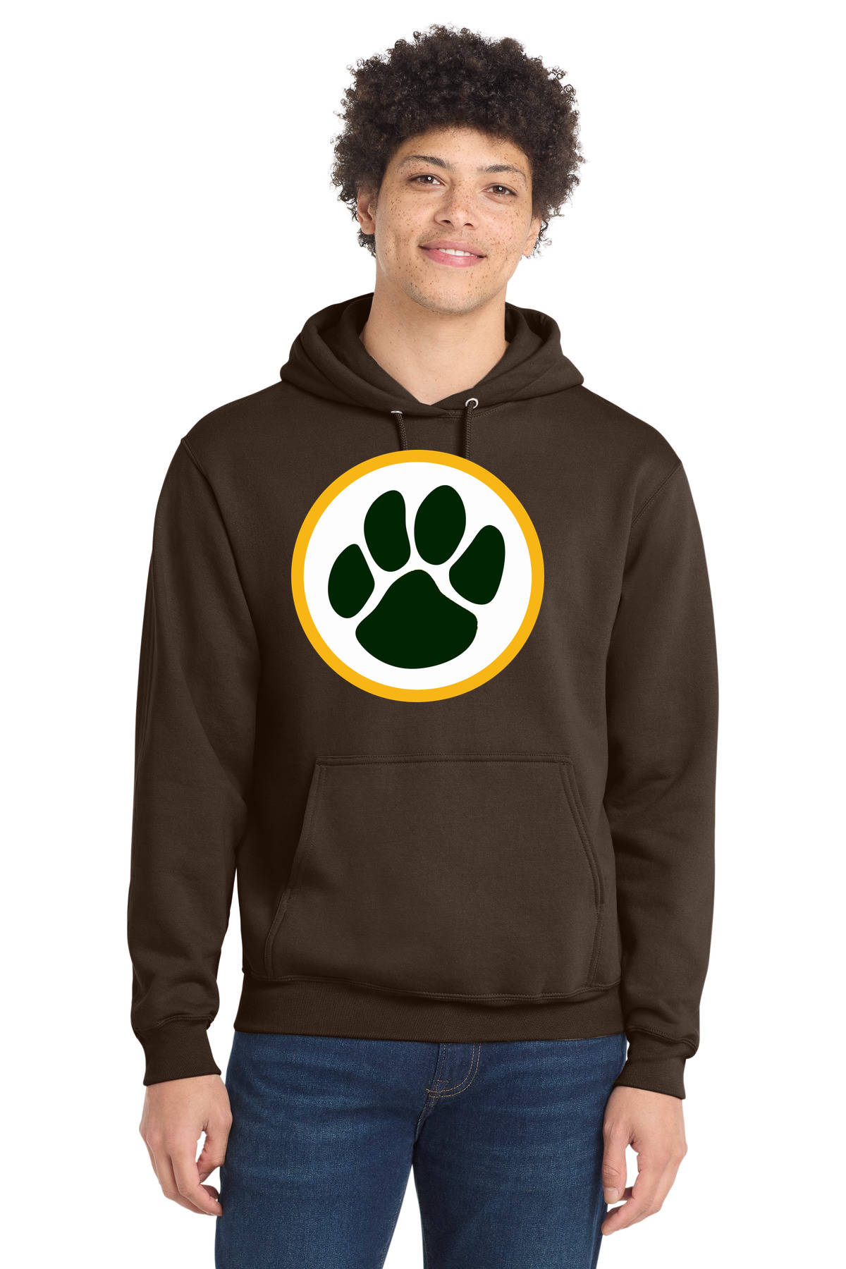 Ashwaubenon High School Football (Boys) - Dark Chocolate Brown Port & Co Core Fleece Pullover Hooded Sweatshirt. PC78H