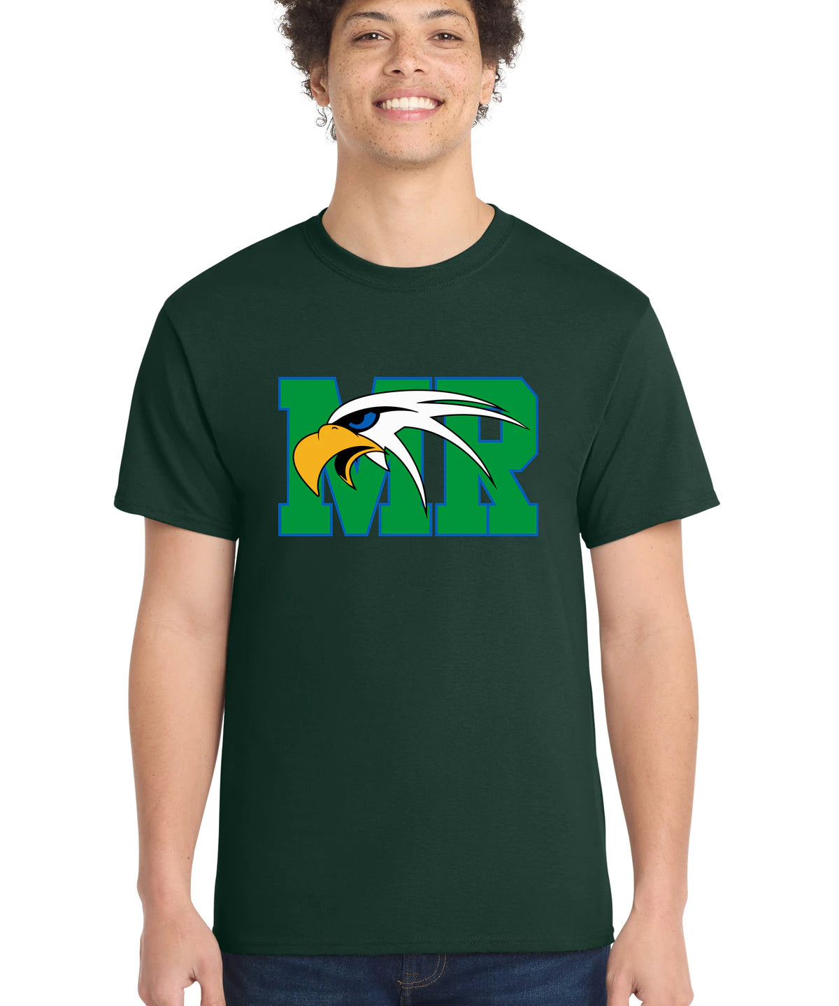 Maple River High School hockey_boys - Dark Green Port & Co Core Cotton Tee. PC54