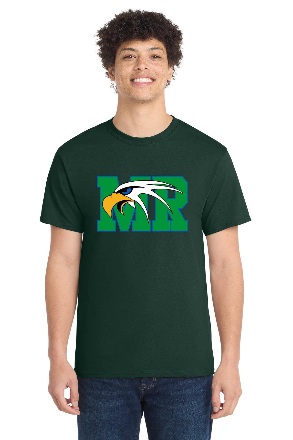 Maple River High School hockey_boys - Dark Green Port & Co Core Cotton Tee. PC54