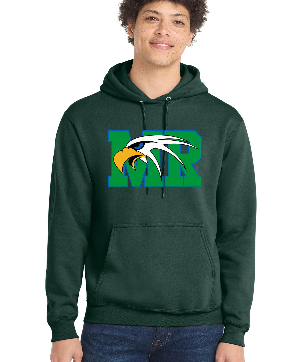 Maple River High School hockey_boys - Dark Green Port & Co Core Fleece Pullover Hooded Sweatshirt. PC78H