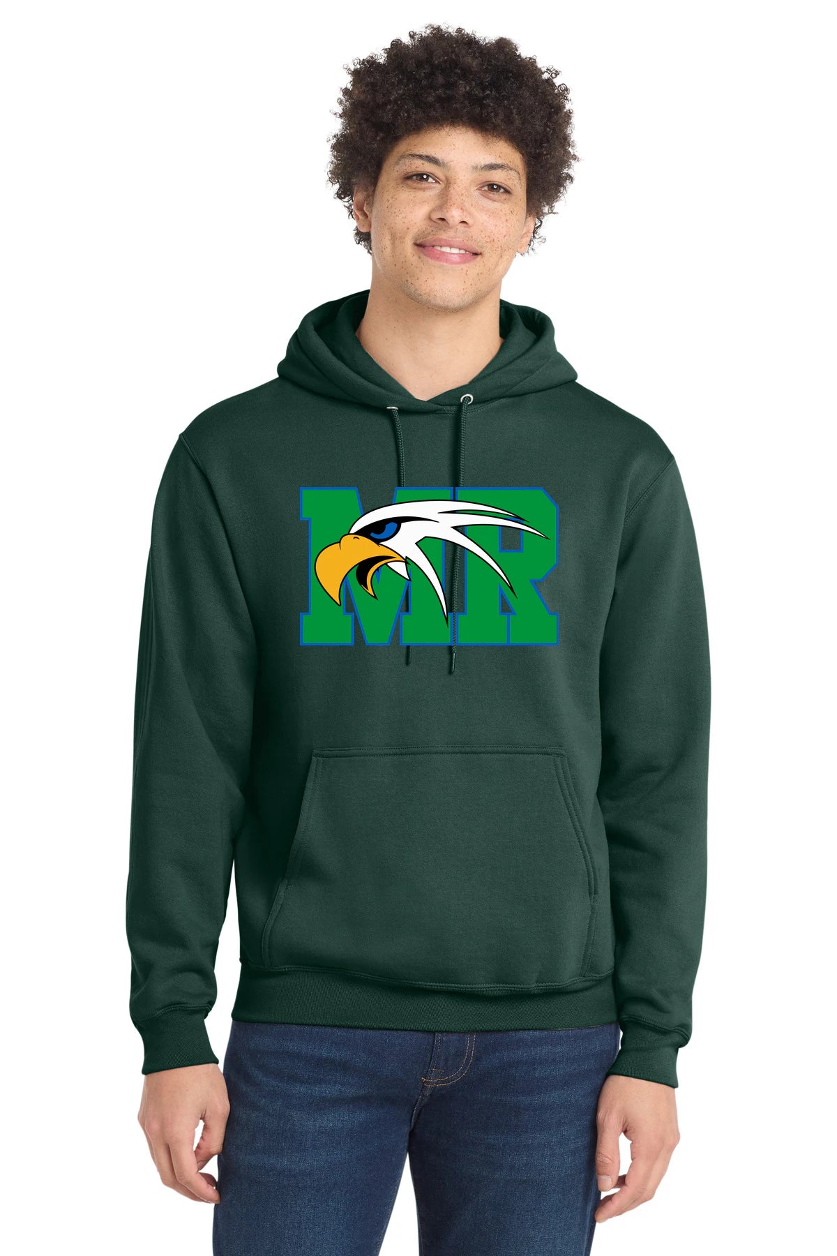 Maple River High School hockey_boys - Dark Green Port & Co Core Fleece Pullover Hooded Sweatshirt. PC78H