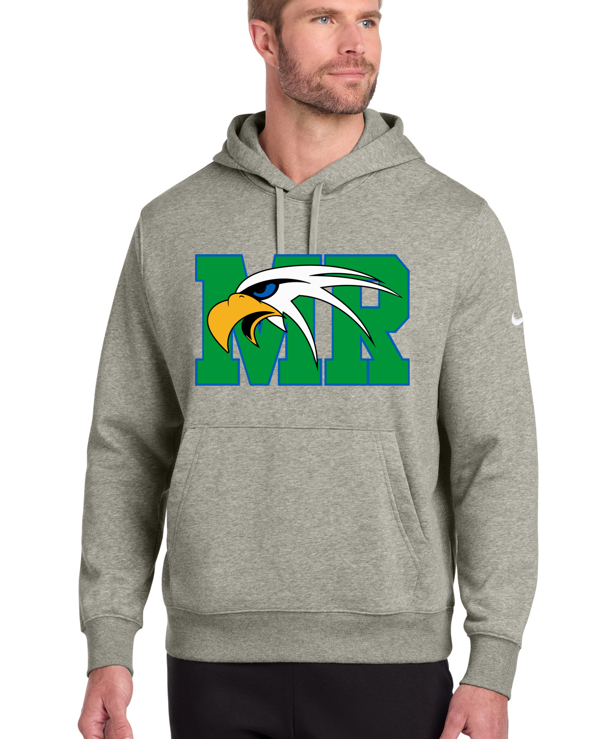 Maple River High School tennis - Dark Grey Heather Nike Club Fleece Sleeve Swoosh Pullover Hoodie NKDR1499