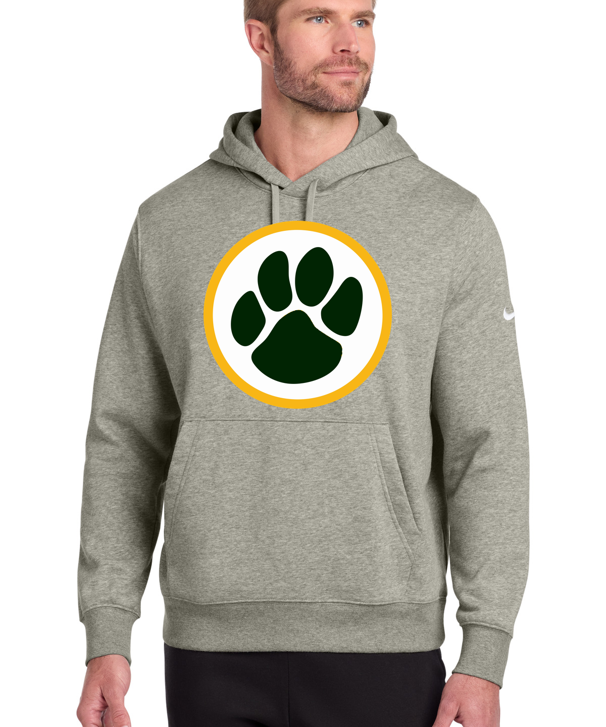Ashwaubenon High School Football (Boys) - Dark Grey Heather Nike Club Fleece Sleeve Swoosh Pullover Hoodie NKDR1499