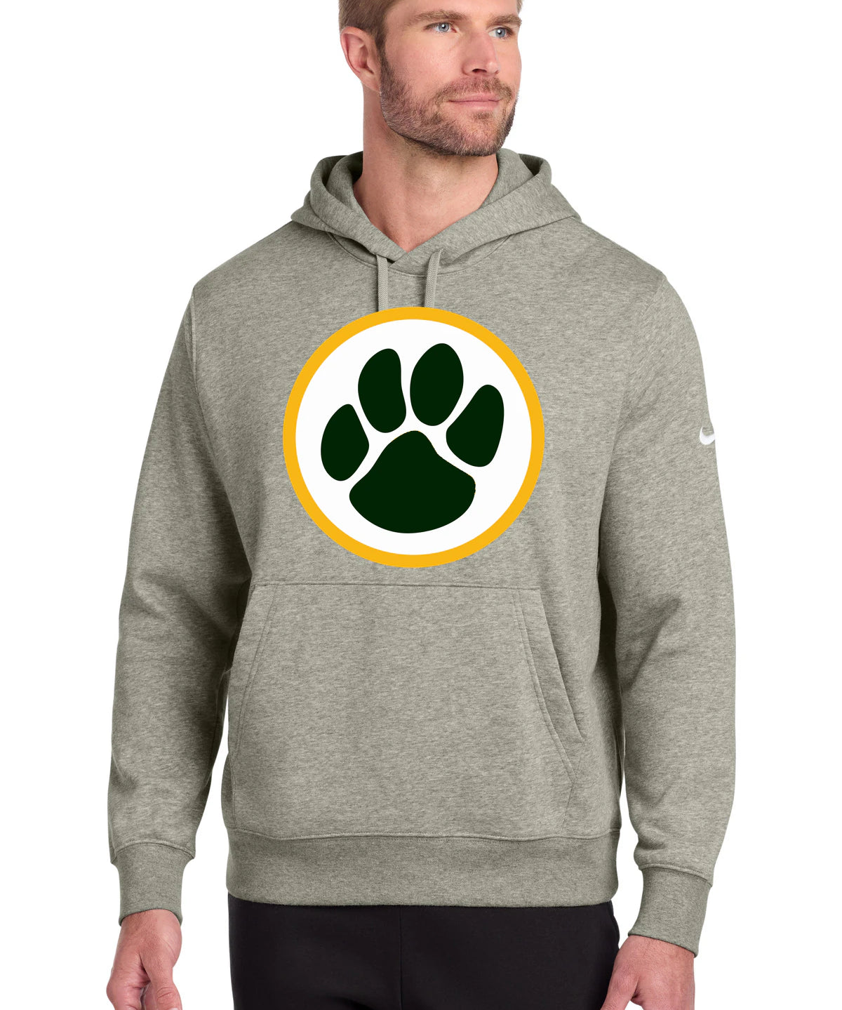 Ashwaubenon High School Football (Boys) - Dark Grey Heather Nike Club Fleece Sleeve Swoosh Pullover Hoodie NKDR1499