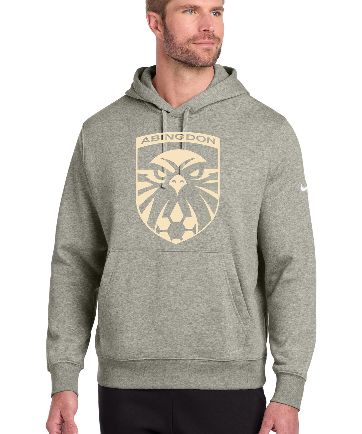 Abingdon High School soccer_boys - Dark Grey Heather Nike Club Fleece Sleeve Swoosh Pullover Hoodie NKDR1499