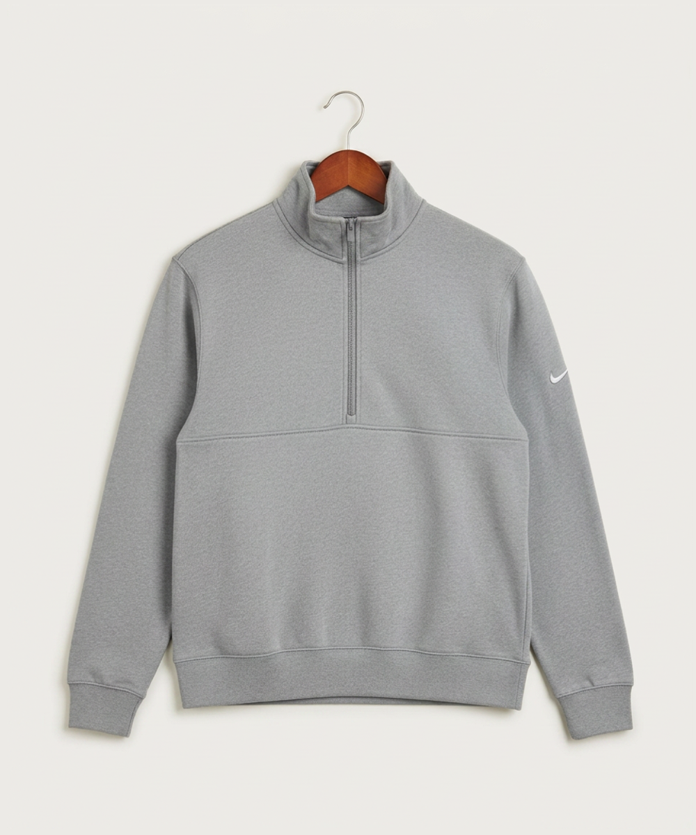Wisconsin Hanger Test - Dark Grey Heather Nike Club Fleece Sleeve Swoosh 1/2-Zip NKDX6718