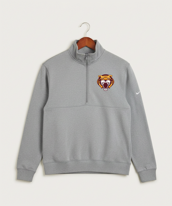 Stewartville High School Football (Boys) - Dark Grey Heather Nike Club Fleece Sleeve Swoosh 1/2-Zip NKDX6718