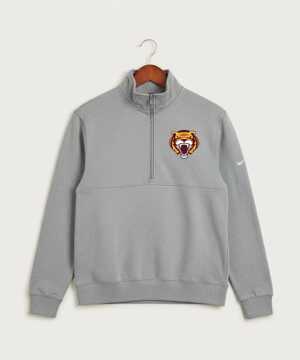 Stewartville High School Football (Boys) - Dark Grey Heather Nike Club Fleece Sleeve Swoosh 1/2-Zip NKDX6718