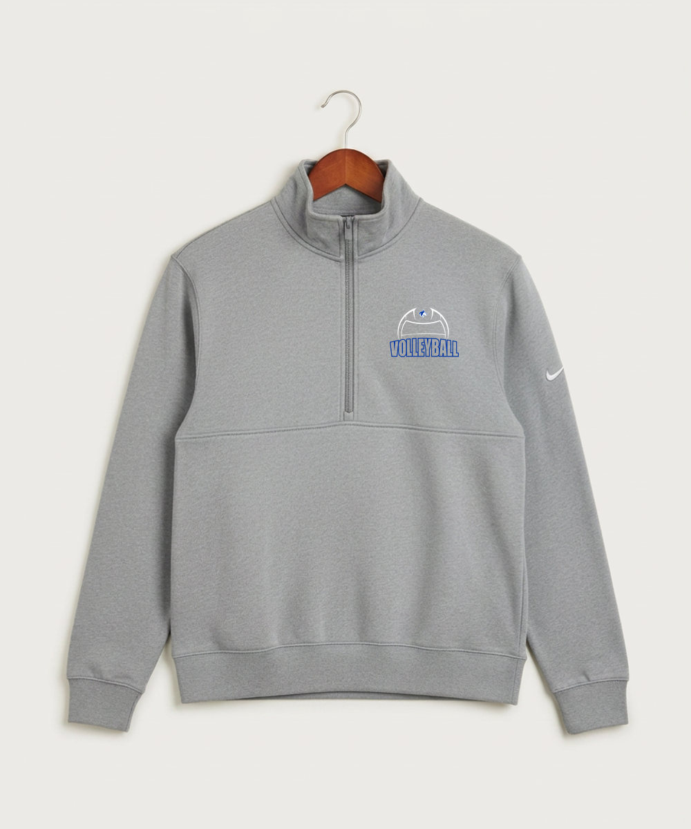 Owatonna High School Volleyball (Girls) - Dark Grey Heather Nike Club Fleece Sleeve Swoosh 1/2-Zip NKDX6718