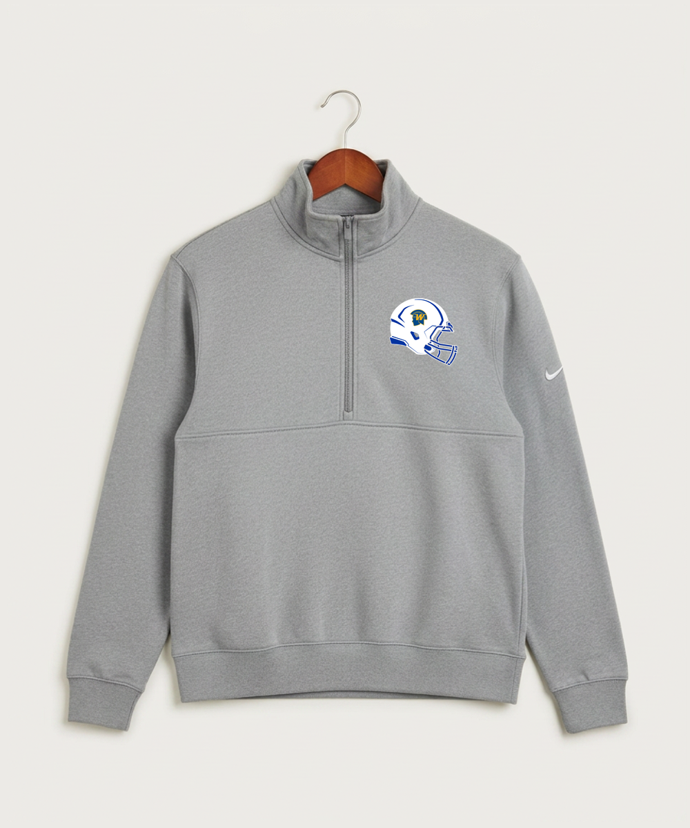 Wayzata High School Football (Boys) - Dark Grey Heather Nike Club Fleece Sleeve Swoosh 1/2-Zip NKDX6718