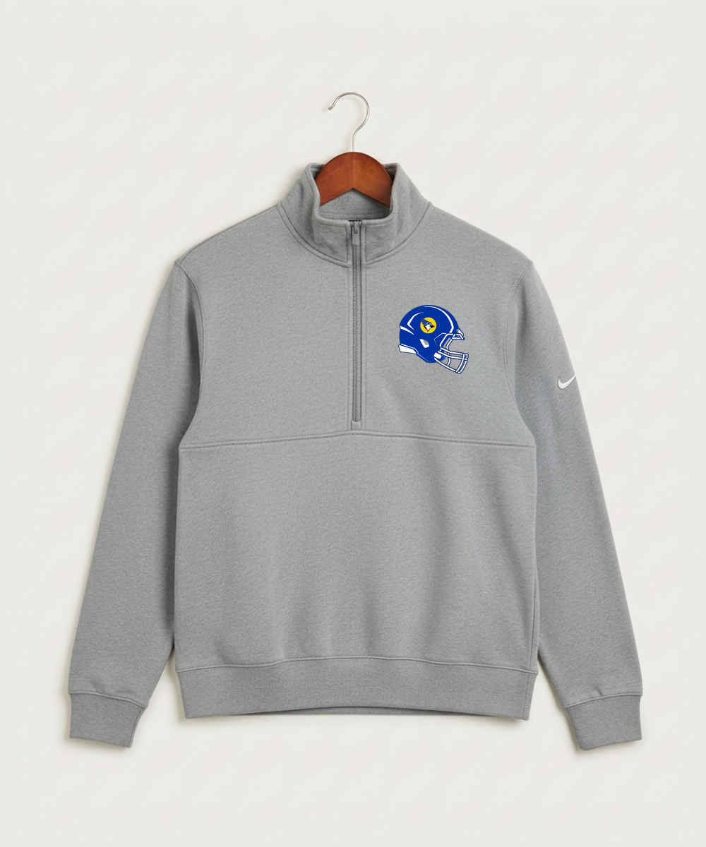 Waseca High School Football (Boys) - Dark Grey Heather Nike Club Fleece Sleeve Swoosh 1/2-Zip NKDX6718