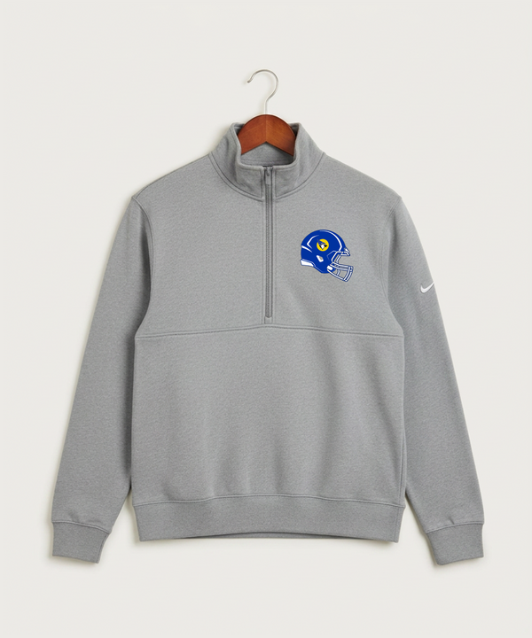 Waseca High School Football (Boys) - Dark Grey Heather Nike Club Fleece Sleeve Swoosh 1/2-Zip NKDX6718