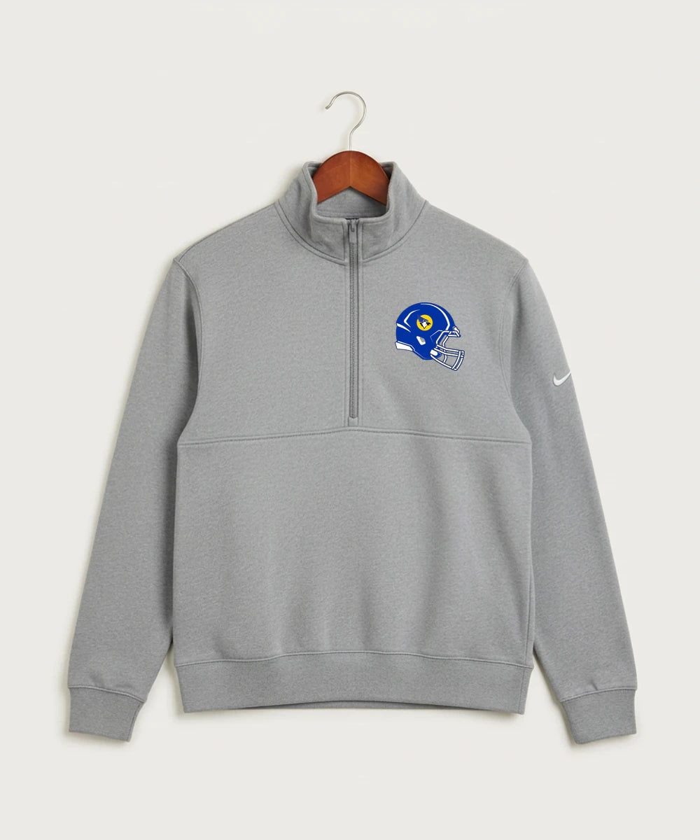 Waseca High School Football (Boys) - Dark Grey Heather Nike Club Fleece Sleeve Swoosh 1/2-Zip NKDX6718