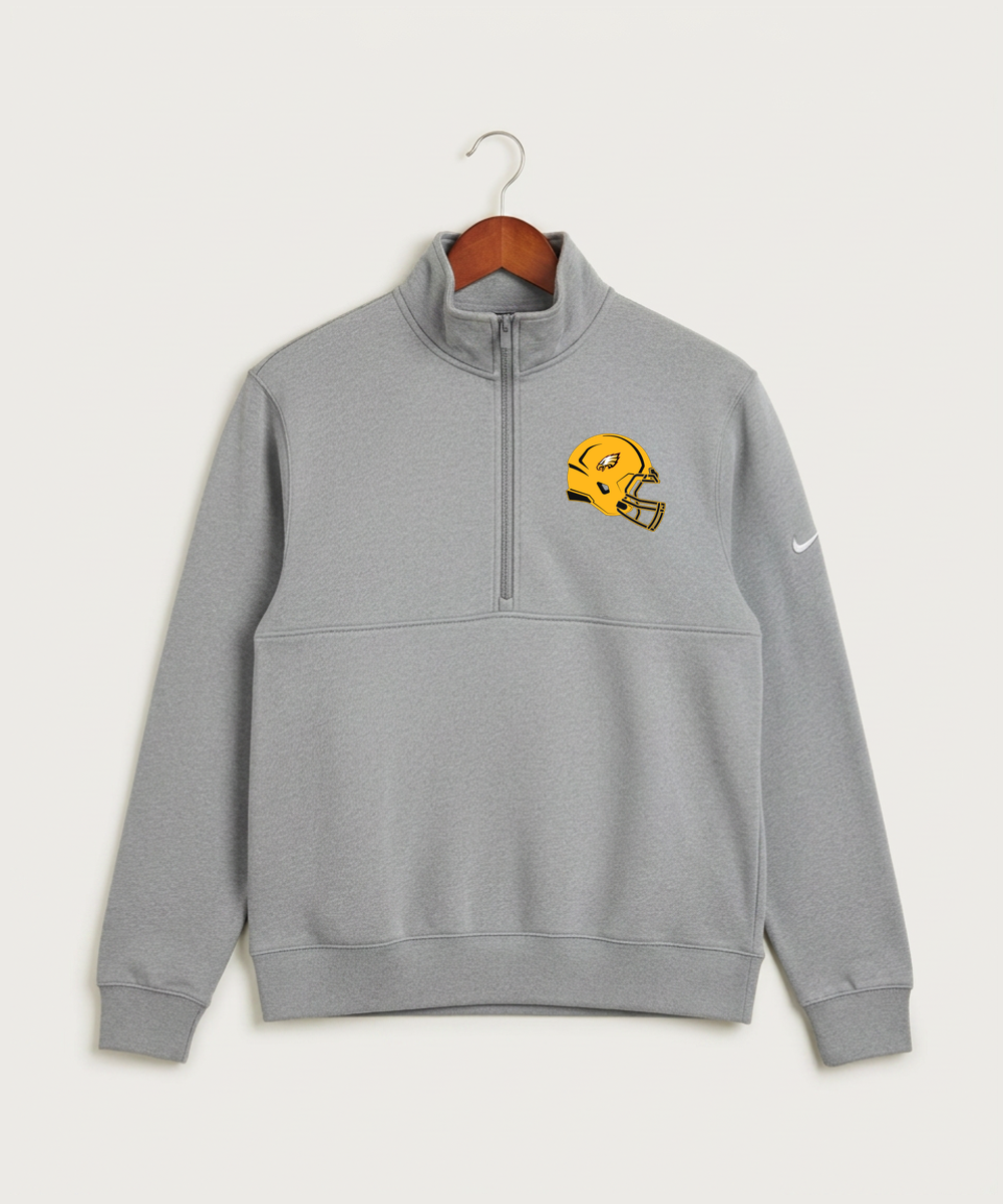 Dover-Eyota High School Football (Boys) - Dark Grey Heather Nike Club Fleece Sleeve Swoosh 1/2-Zip NKDX6718