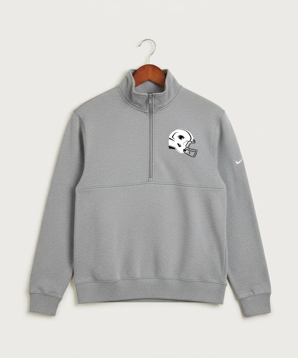 Nrheg Panthers High School Football (Boys) - Dark Grey Heather Nike Club Fleece Sleeve Swoosh 1/2-Zip NKDX6718