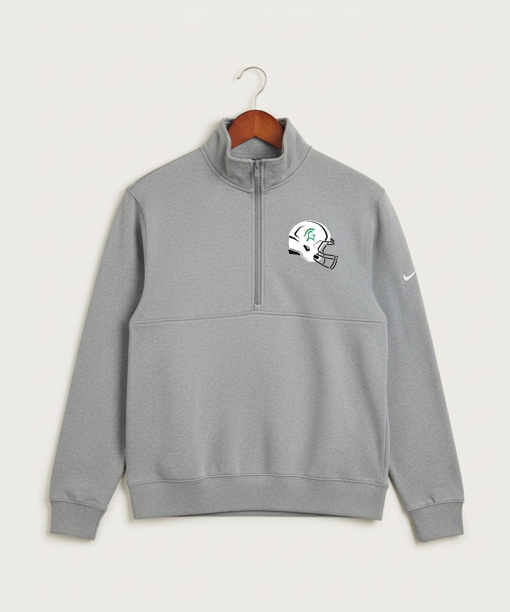 La Crescent High School Football (Boys) - Dark Grey Heather Nike Club Fleece Sleeve Swoosh 1/2-Zip NKDX6718