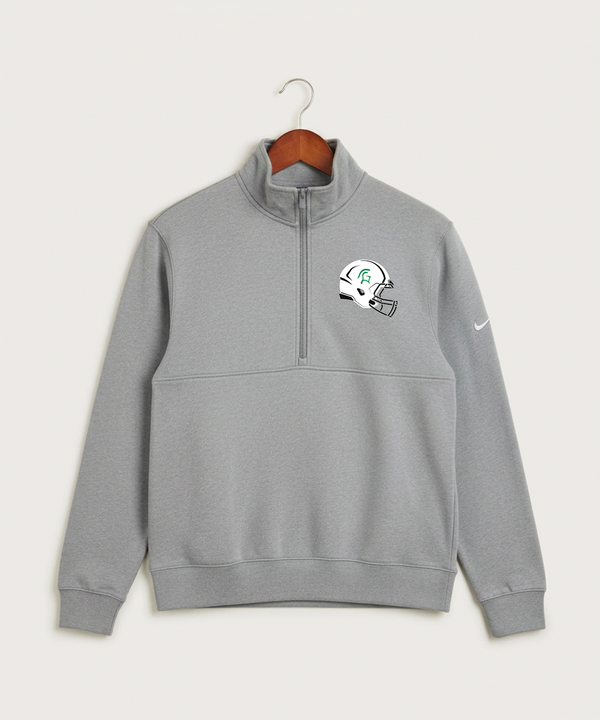 La Crescent High School Football (Boys) - Dark Grey Heather Nike Club Fleece Sleeve Swoosh 1/2-Zip NKDX6718