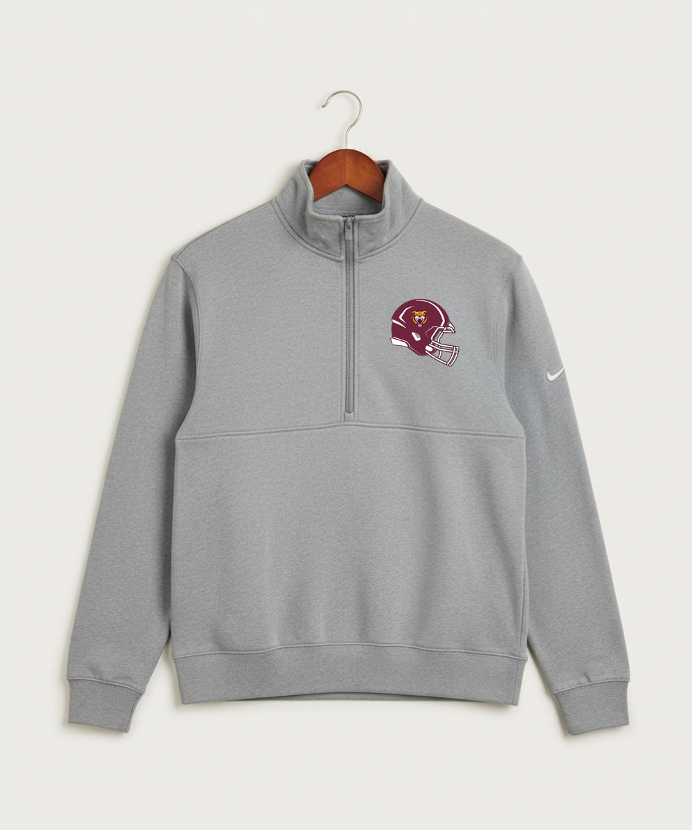 Stewartville High School Football (Boys) - Dark Grey Heather Nike Club Fleece Sleeve Swoosh 1/2-Zip NKDX6718