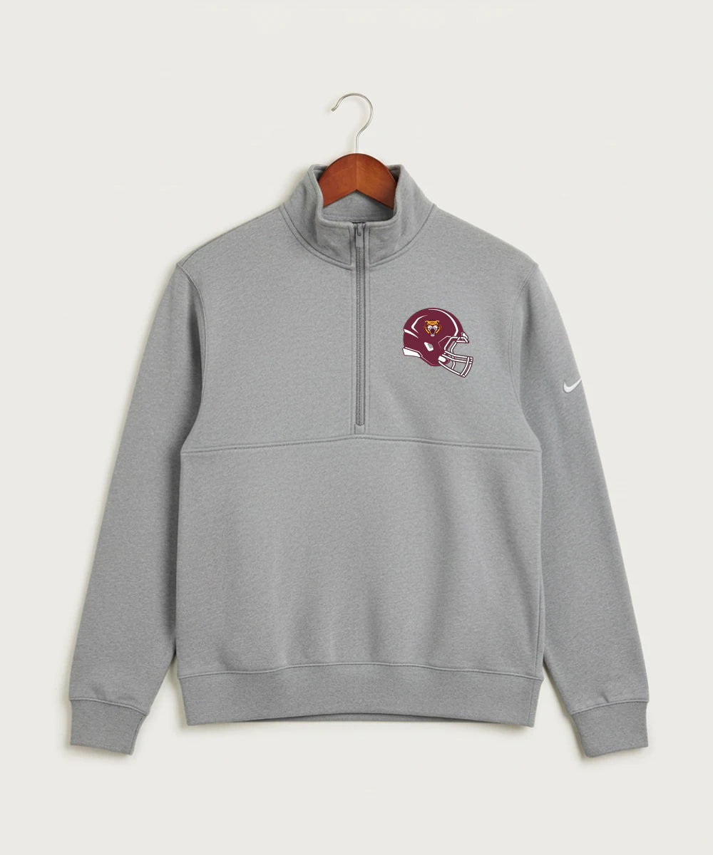 Stewartville High School Football (Boys) - Dark Grey Heather Nike Club Fleece Sleeve Swoosh 1/2-Zip NKDX6718