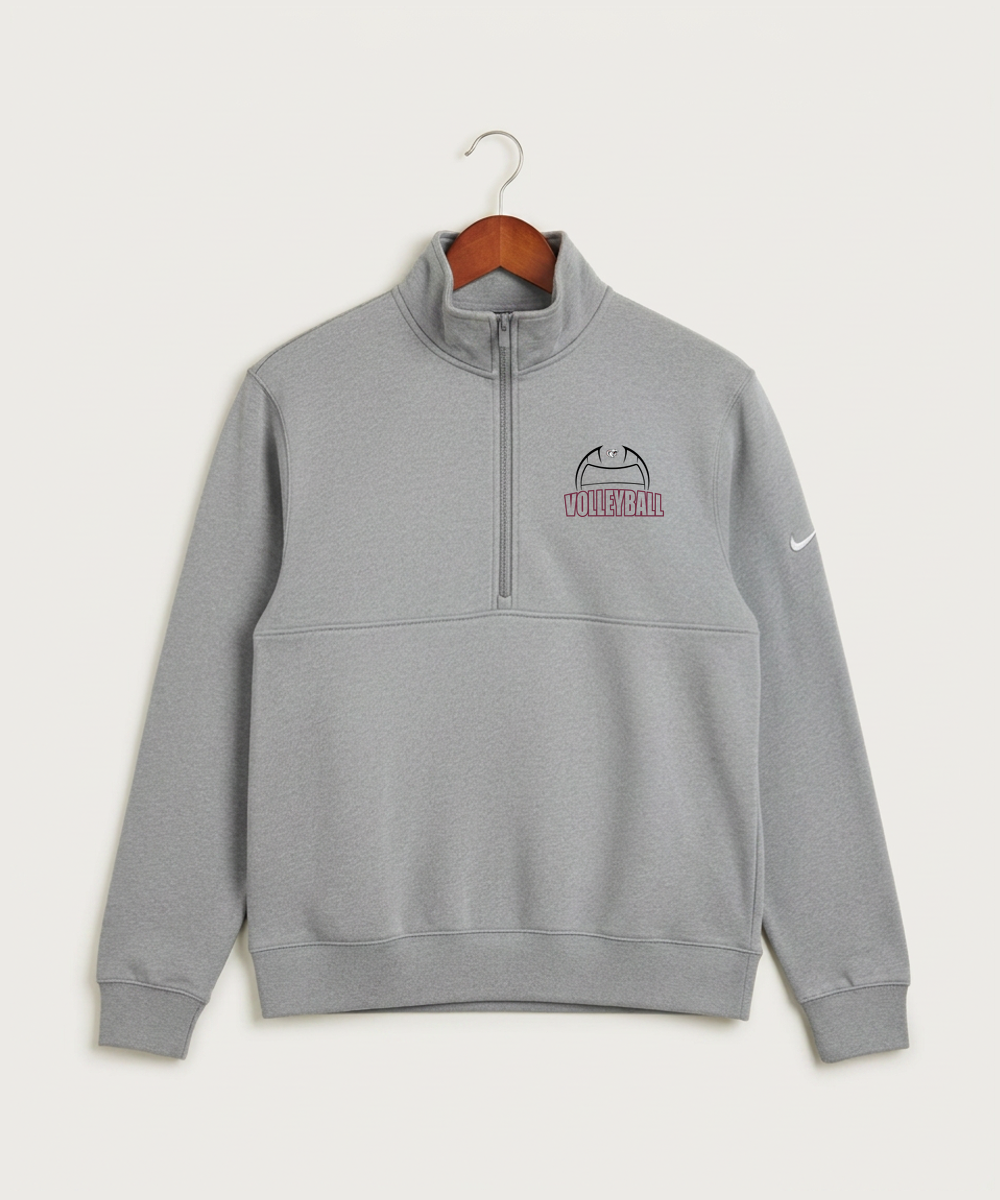 Triton High School Volleyball (Girls) - Dark Grey Heather Nike Club Fleece Sleeve Swoosh 1/2-Zip NKDX6718
