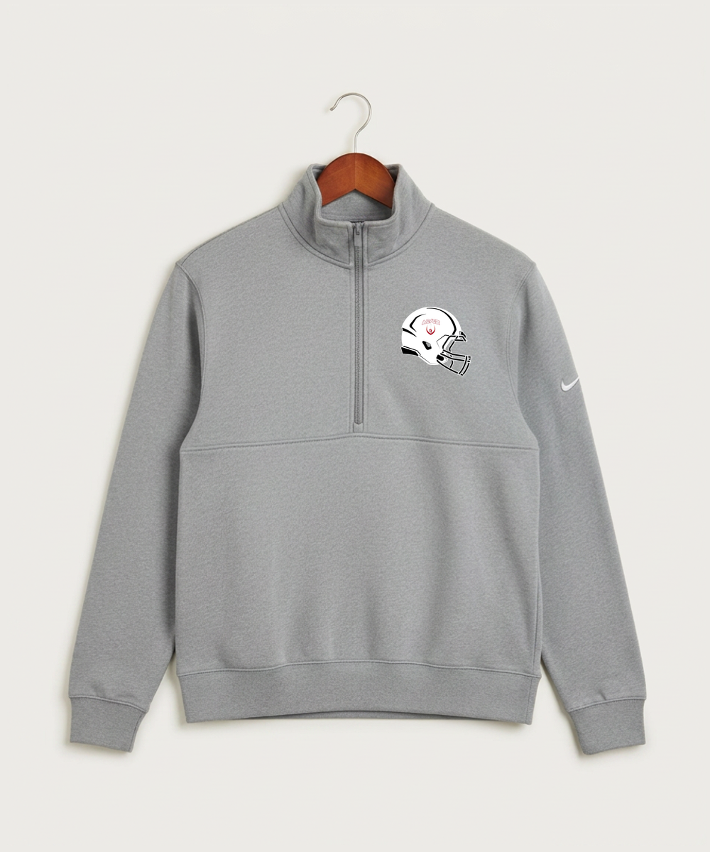 Alden-Conger-Glenville Emmons High School Football (Boys) - Dark Grey Heather Nike Club Fleece Sleeve Swoosh 1/2-Zip NKDX6718