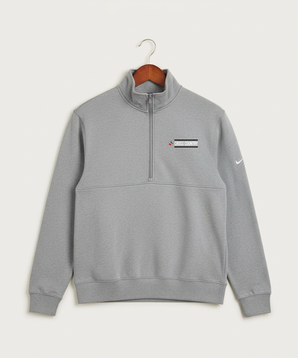 John Marshall High School Cross Country (Coed) - Dark Grey Heather Nike Club Fleece Sleeve Swoosh 1/2-Zip NKDX6718