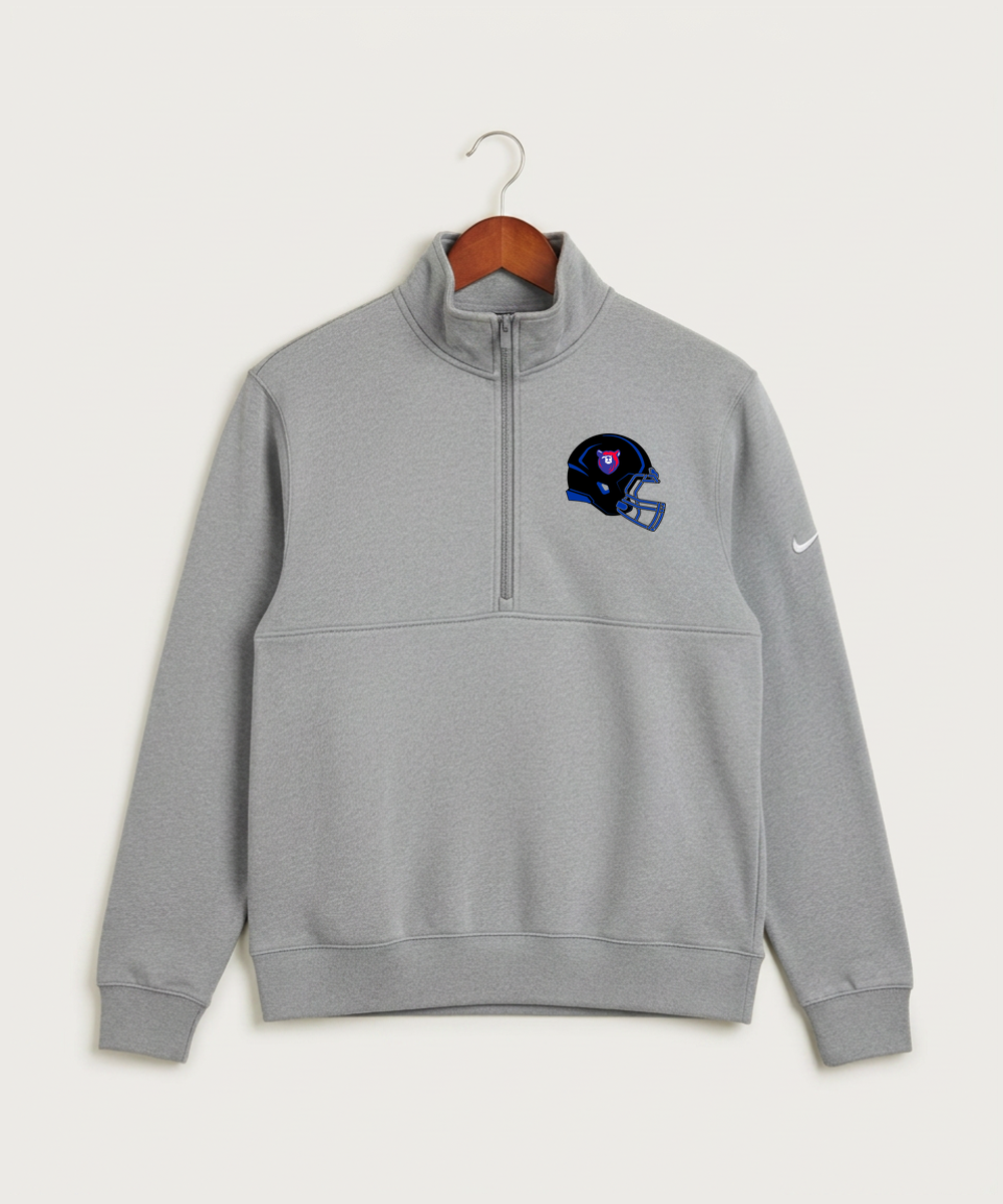Bertha Hewitt High School Football (Boys) - Dark Grey Heather Nike Club Fleece Sleeve Swoosh 1/2-Zip NKDX6718