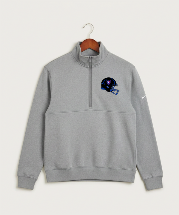 Bertha Hewitt High School Football (Boys) - Dark Grey Heather Nike Club Fleece Sleeve Swoosh 1/2-Zip NKDX6718