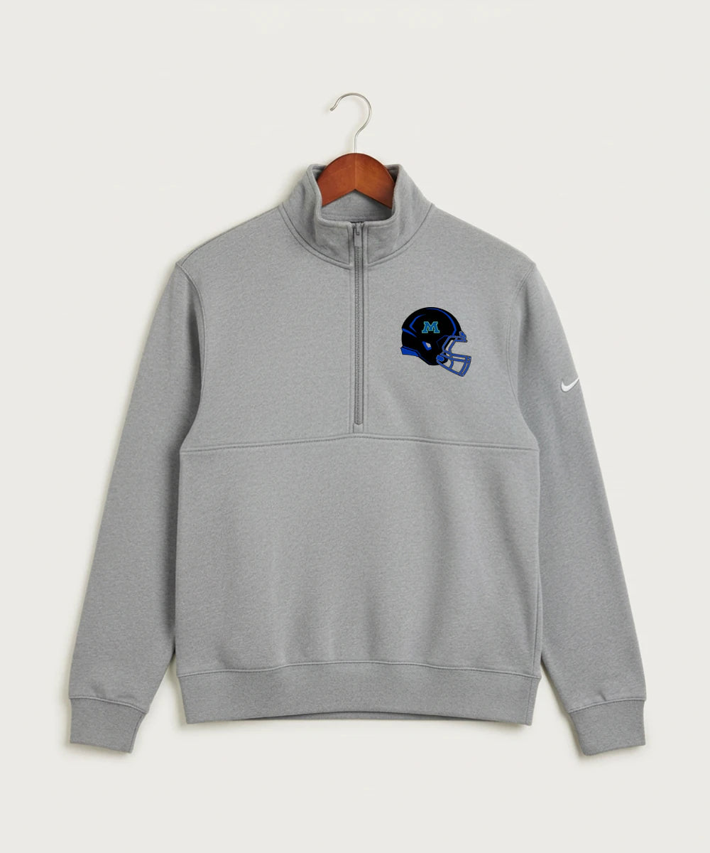 Minnewaska Area High School Football (Boys) - Dark Grey Heather Nike Club Fleece Sleeve Swoosh 1/2-Zip NKDX6718