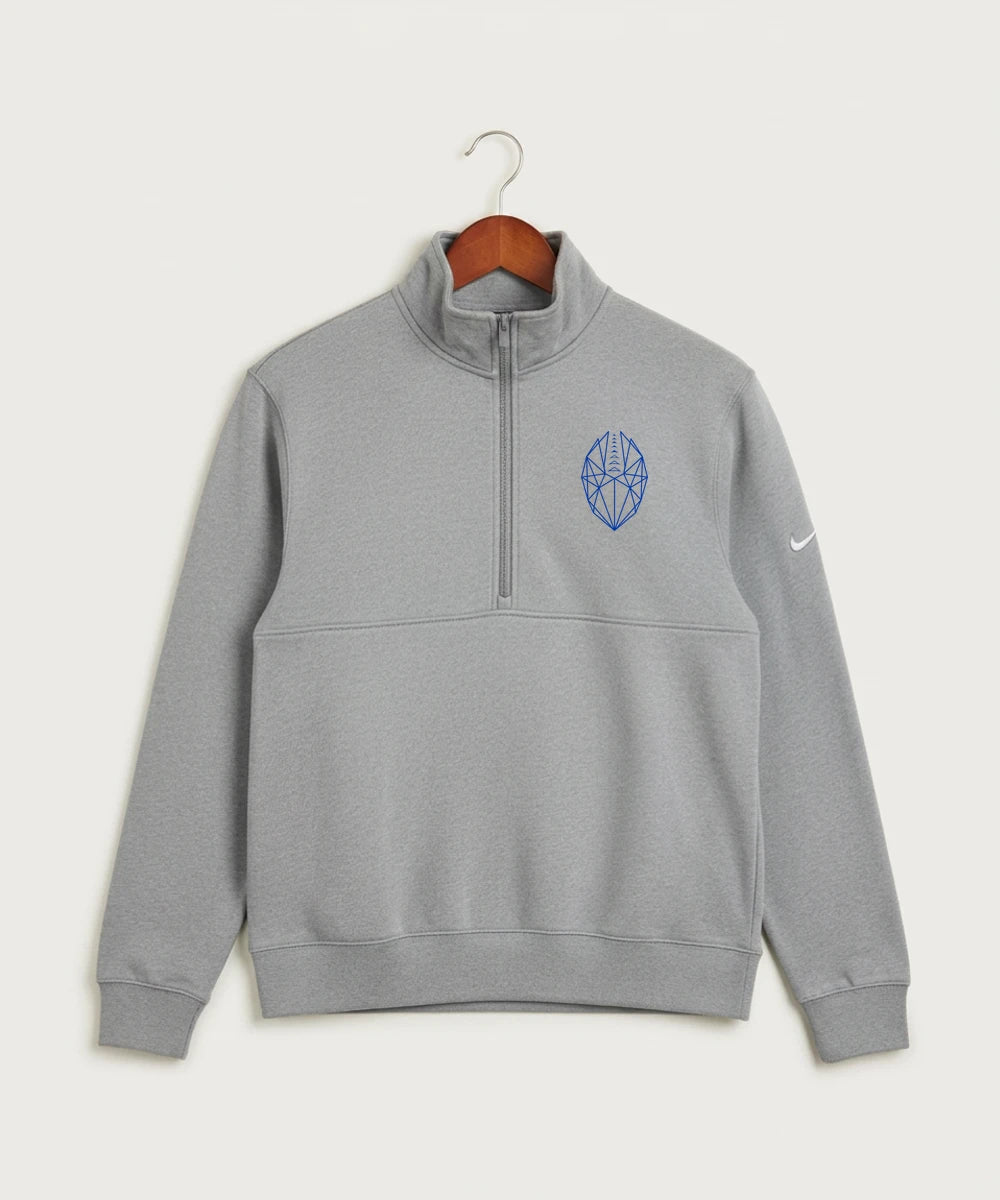 West Bend West High School Football - Dark Grey Heather Nike Club Fleece Sleeve Swoosh 1/2-Zip NKDX6718