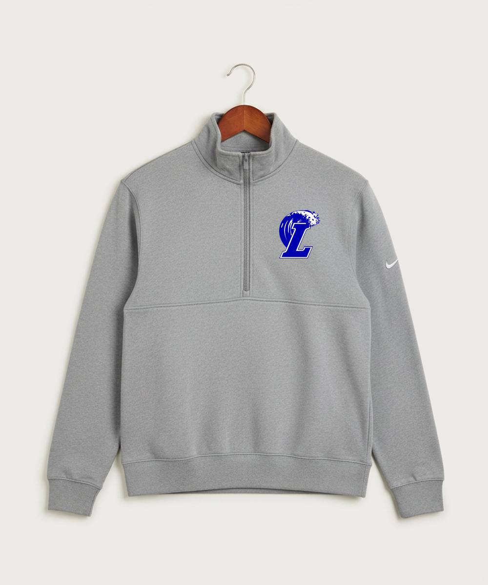 Lakeview High School Football (Boys) - Dark Grey Heather Nike Club Fleece Sleeve Swoosh 1/2-Zip NKDX6718
