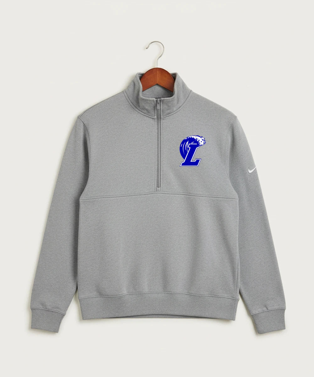 Lakeview High School Football (Boys) - Dark Grey Heather Nike Club Fleece Sleeve Swoosh 1/2-Zip NKDX6718
