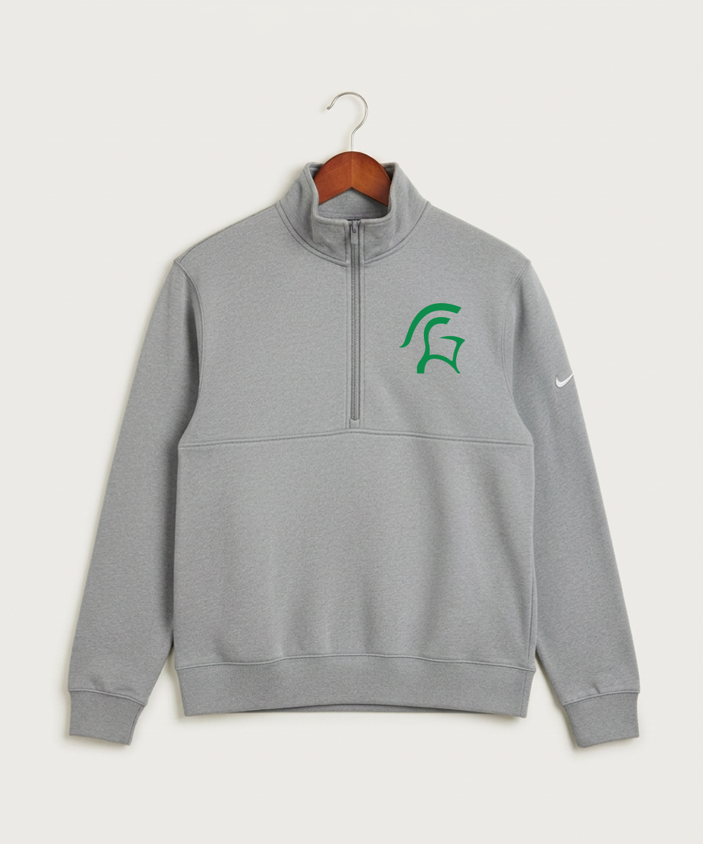 La Crescent High School Football (Boys) - Dark Grey Heather Nike Club Fleece Sleeve Swoosh 1/2-Zip NKDX6718