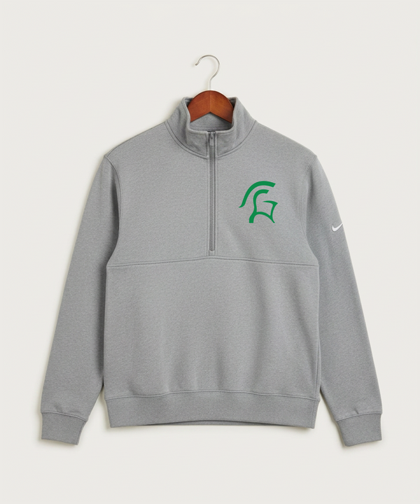 La Crescent High School Football (Boys) - Dark Grey Heather Nike Club Fleece Sleeve Swoosh 1/2-Zip NKDX6718