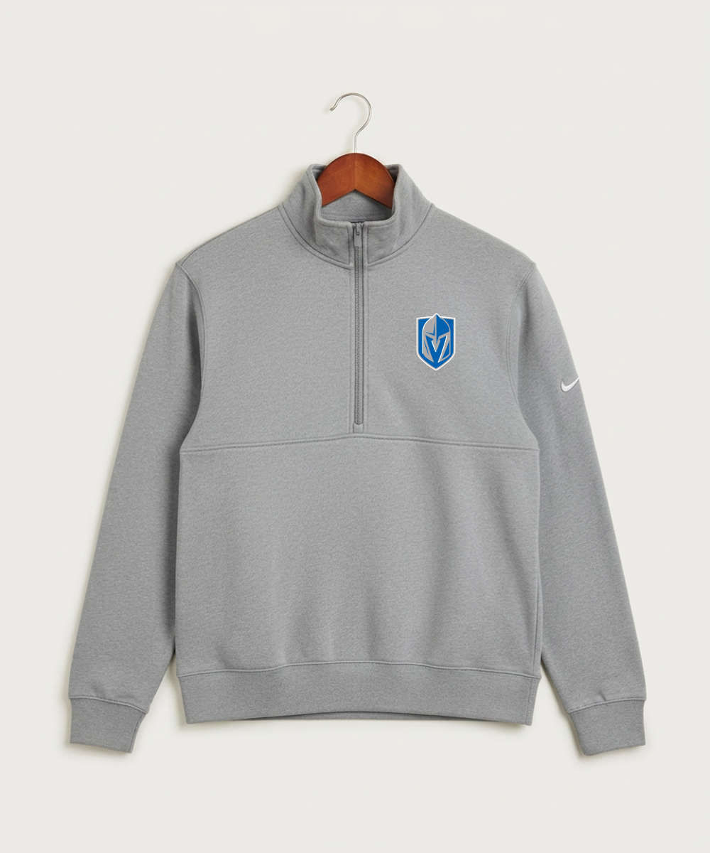 Lake Crystal-Welcome-Memorial High School Football (Boys) - Dark Grey Heather Nike Club Fleece Sleeve Swoosh 1/2-Zip NKDX6718