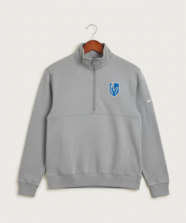 Lake Crystal-Welcome-Memorial High School Football (Boys) - Dark Grey Heather Nike Club Fleece Sleeve Swoosh 1/2-Zip NKDX6718