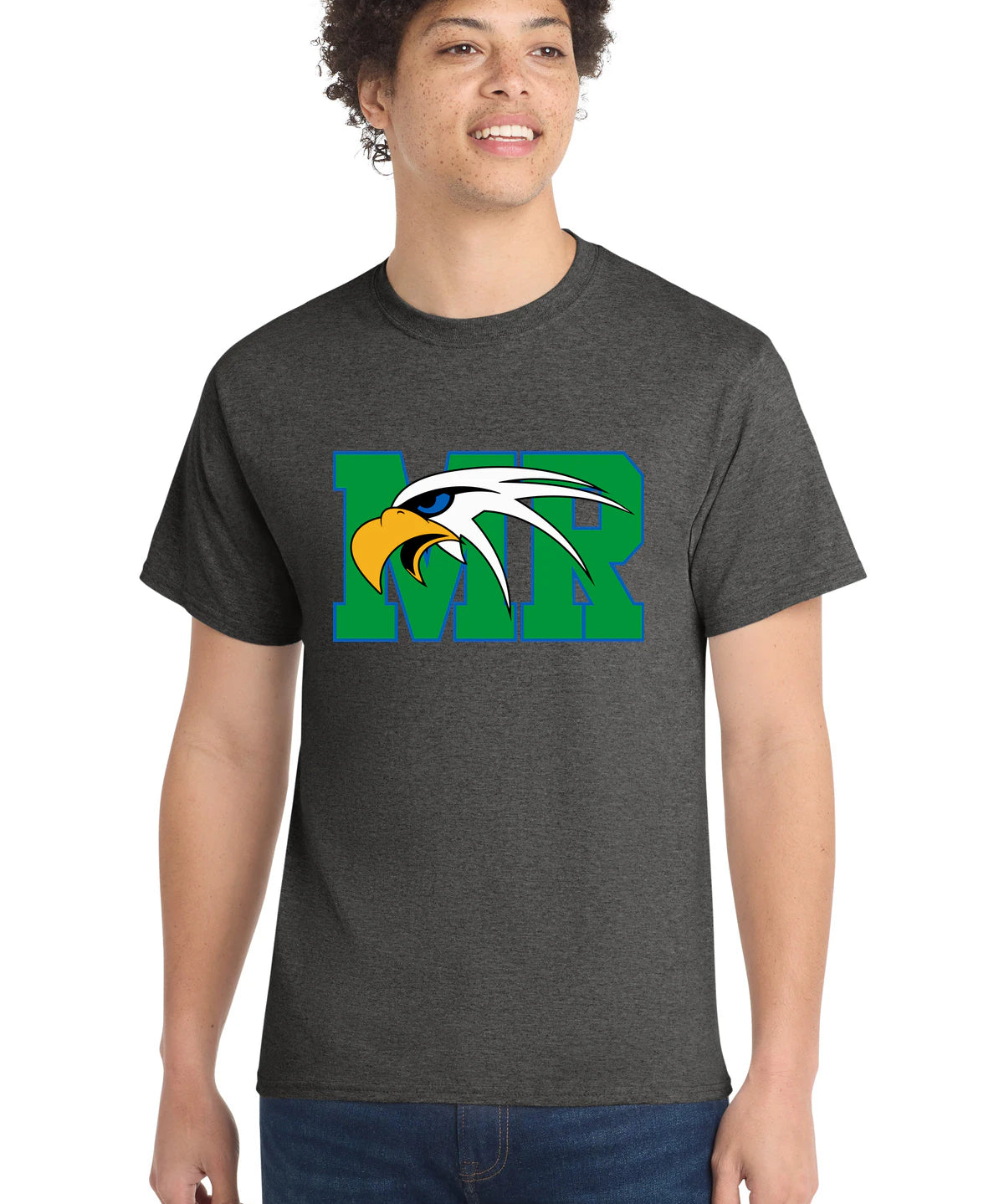 Maple River High School hockey_boys - Dark Heather Grey Port & Co Core Cotton Tee. PC54