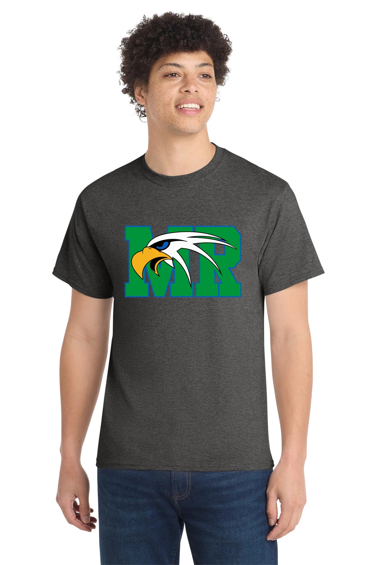 Maple River High School hockey_boys - Dark Heather Grey Port & Co Core Cotton Tee. PC54