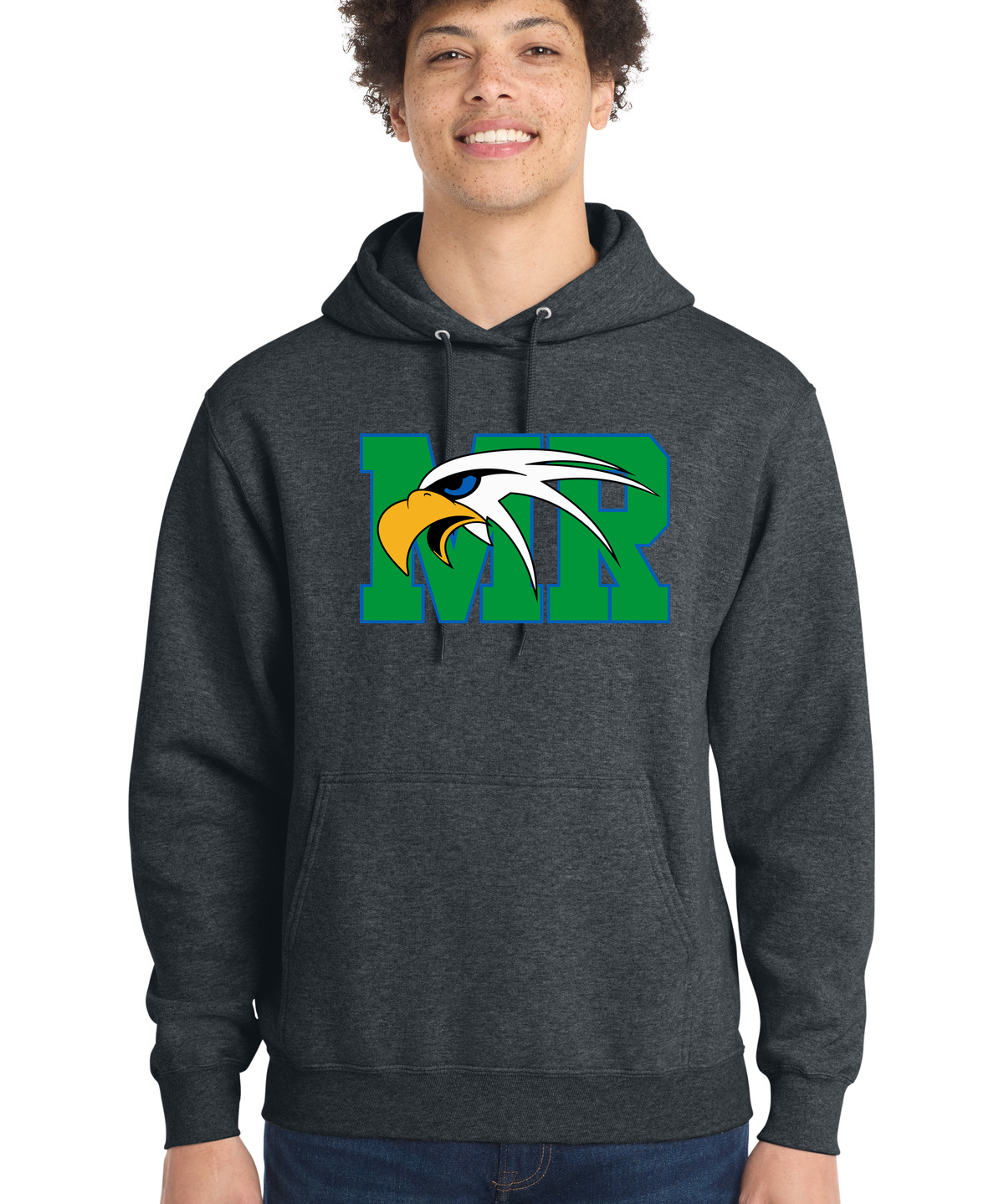 Maple River High School hockey_boys - Dark Heather Grey Port & Co Core Fleece Pullover Hooded Sweatshirt. PC78H